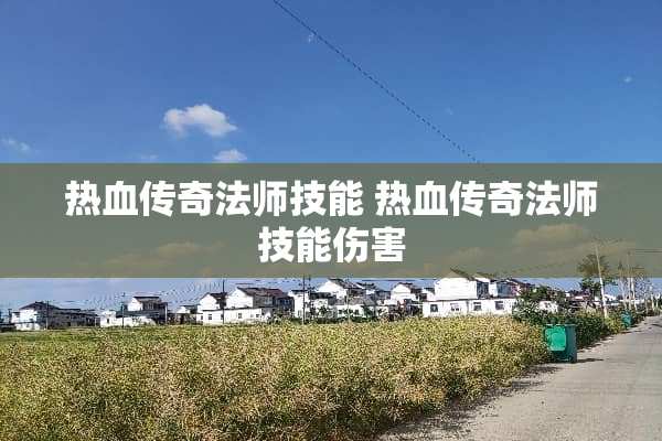 热血传奇法师技能 热血传奇法师技能伤害