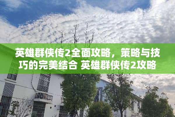 英雄群侠传2全面攻略，策略与技巧的完美结合 英雄群侠传2攻略