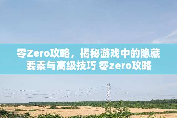 零Zero攻略，揭秘游戏中的隐藏要素与高级技巧 零zero攻略