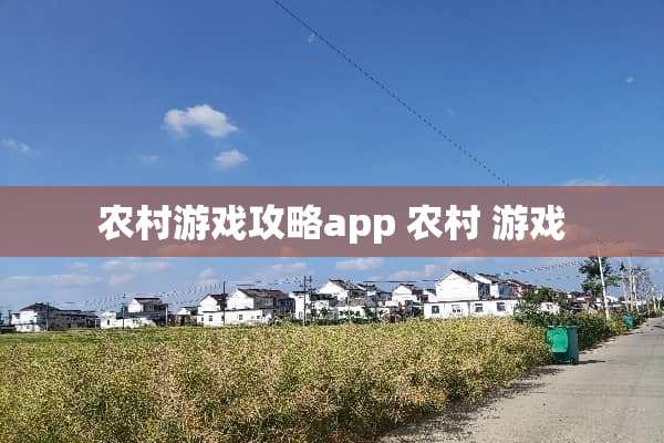 农村游戏攻略app 农村 游戏