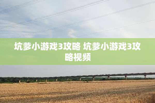 坑爹小游戏3攻略 坑爹小游戏3攻略视频