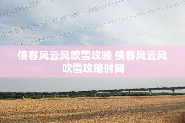 侠客风云风吹雪攻略 侠客风云风吹雪攻略时间