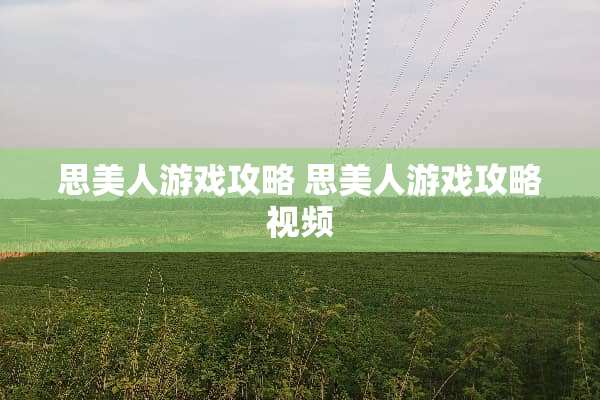 思美人游戏攻略 思美人游戏攻略视频