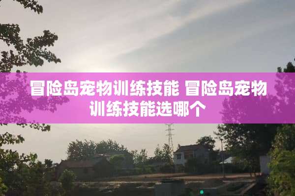 冒险岛宠物训练技能 冒险岛宠物训练技能选哪个