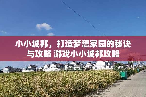 小小城邦，打造***园的秘诀与攻略 游戏小小城邦攻略