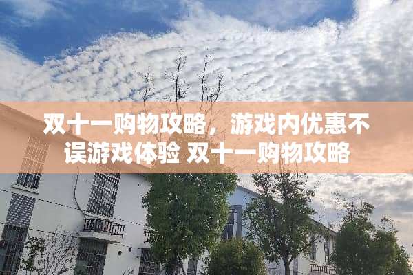 双十一购物攻略，游戏内优惠不误游戏体验 双十一购物攻略