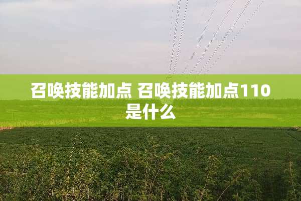 召唤技能加点 召唤技能加点110是什么