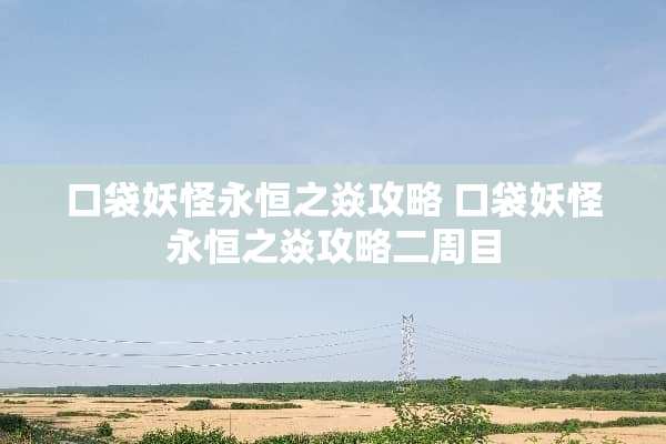 口袋妖怪永恒之焱攻略 口袋妖怪永恒之焱攻略二周目