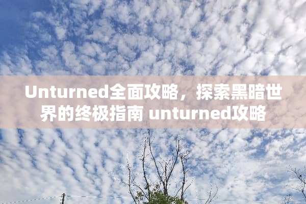Unturned全面攻略，探索黑暗世界的终极指南 unturned攻略