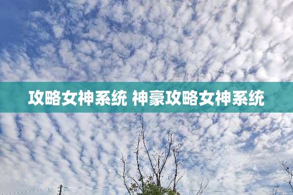 攻略女神系统 神豪攻略女神系统