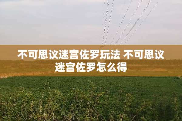 不可思议迷宫佐罗玩法 不可思议迷宫佐罗怎么得