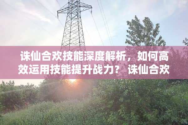 诛仙**技能深度解析，如何高效运用技能提升战力？ 诛仙**技能