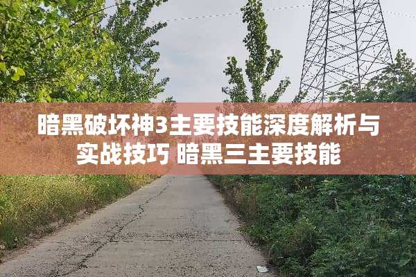 暗黑破坏神3主要技能深度解析与实战技巧 暗黑三主要技能