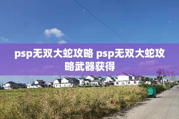 psp无双大蛇攻略 psp无双大蛇攻略**获得
