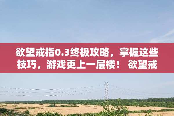 **戒指0.3终极攻略，掌握这些技巧，游戏更上一层楼！**戒指0.3游戏攻略