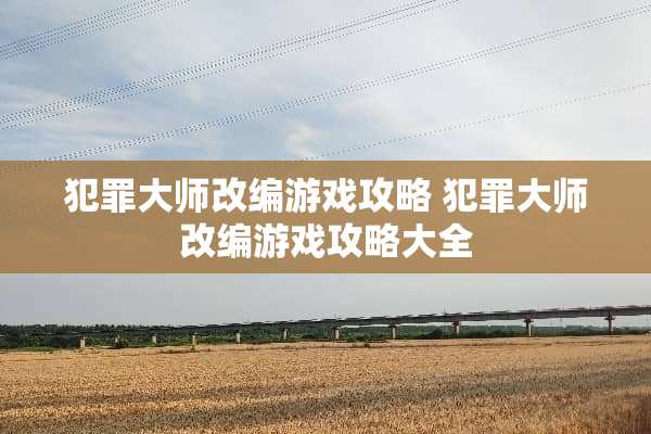 犯罪大师改编游戏攻略 犯罪大师改编游戏攻略大全