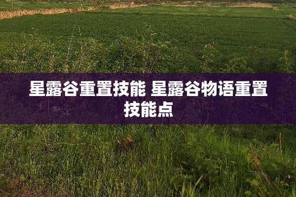 星露谷重置技能 星露谷物语重置技能点