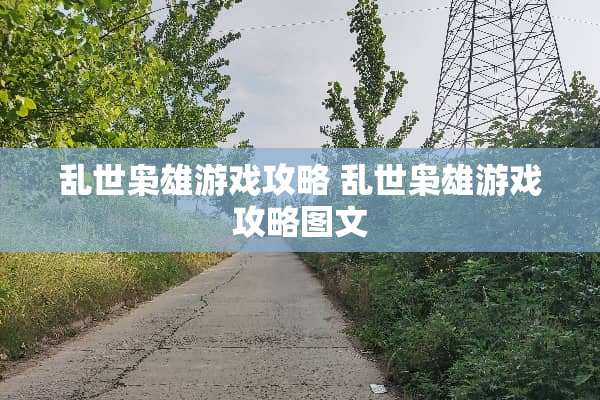 乱世枭雄游戏攻略 乱世枭雄游戏攻略图文