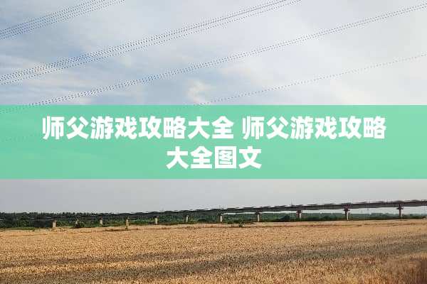 师父游戏攻略大全 师父游戏攻略大全图文