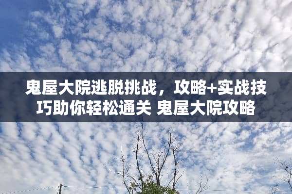 鬼屋大院逃脱挑战，攻略+实战技巧助你轻松通关 鬼屋大院攻略