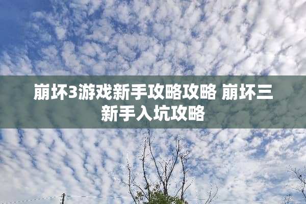 崩坏3游戏新手攻略攻略 崩坏三新手入坑攻略