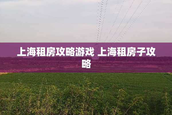 上海租房攻略游戏 上海租房子攻略
