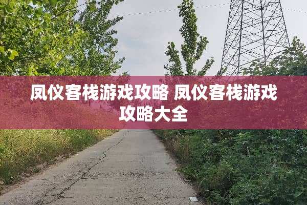 凤仪客栈游戏攻略 凤仪客栈游戏攻略大全