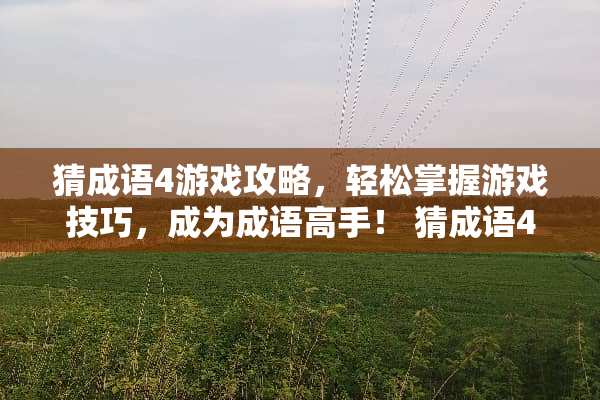 猜成语4游戏攻略，轻松掌握游戏技巧，成为成语高手！ 猜成语4游戏攻略