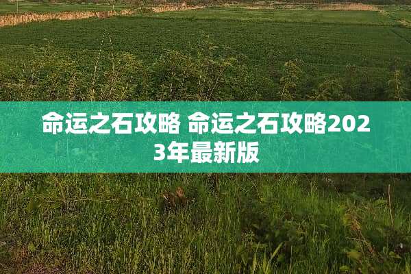 命运之石攻略 命运之石攻略2023年最新版