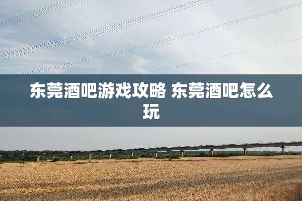 东莞酒吧游戏攻略 东莞酒吧怎么玩