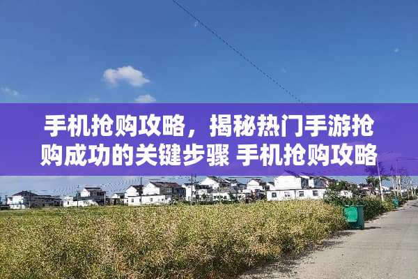 手机抢购攻略，揭秘热门手游抢购成功的关键步骤 手机抢购攻略