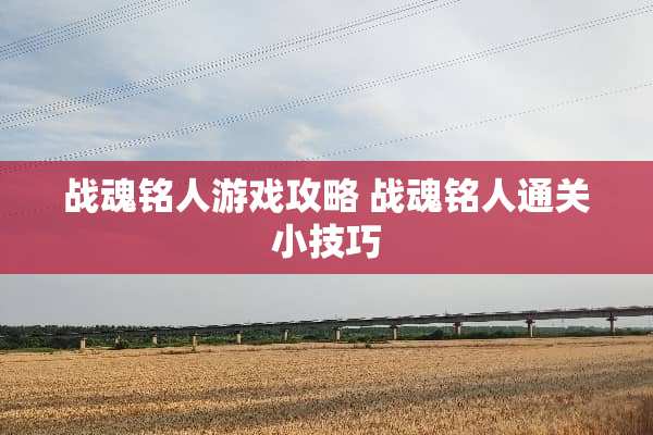 战魂铭人游戏攻略 战魂铭人通关小技巧