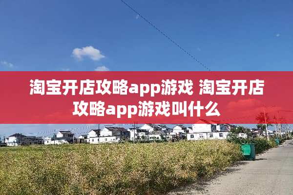 淘宝开店攻略app游戏 淘宝开店攻略app游戏叫什么