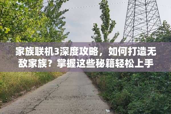 家族联机3深度攻略，如何打造无敌家族？掌握这些秘籍轻松上手！ 家族联机3游戏攻略