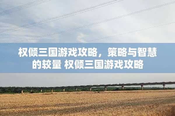 权倾三国游戏攻略，策略与智慧的较量 权倾三国游戏攻略