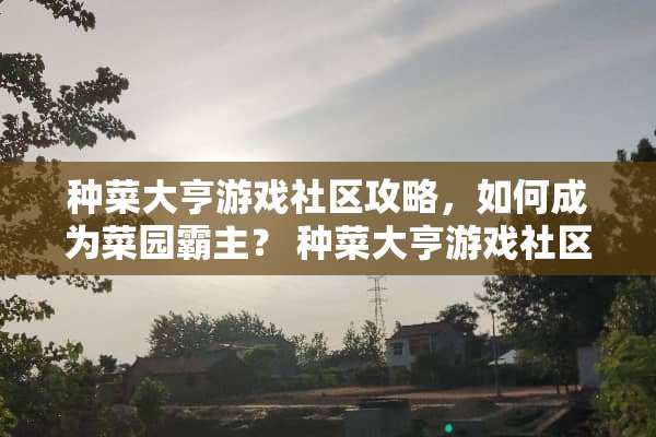 种菜大亨游戏社区攻略，如何成为菜园霸主？ 种菜大亨游戏社区攻略