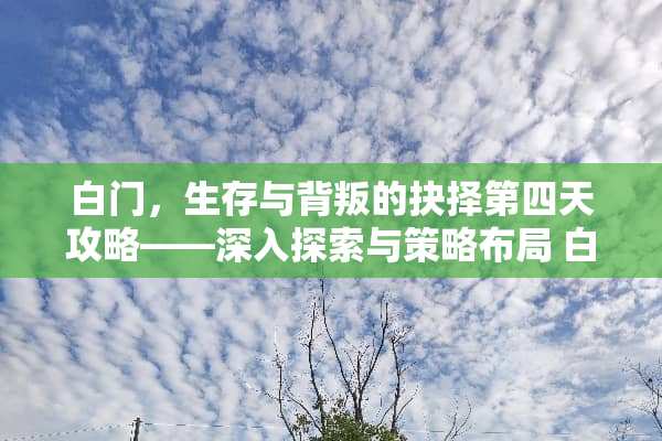 白门，生存与背叛的抉择第四天攻略——深入探索与策略布局 白门游戏攻略第四天