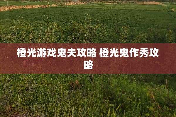 橙光游戏鬼夫攻略 橙光鬼作秀攻略
