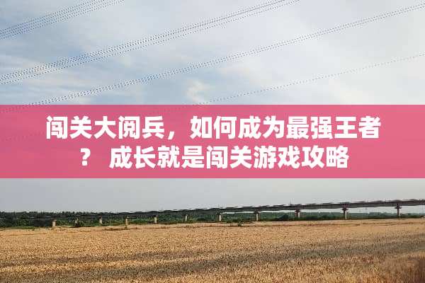 闯关大阅兵，如何成为最强王者？ 成长就是闯关游戏攻略