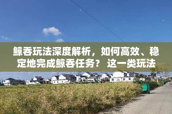 鲸吞玩法深度解析，如何高效、稳定地完成鲸吞任务？ 这一类玩法叫鲸吞