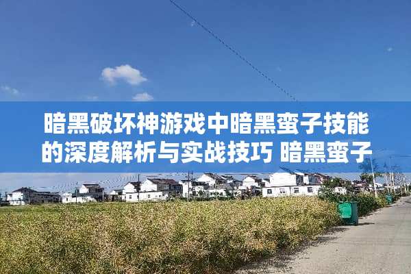 暗黑破坏神游戏中暗黑蛮子技能的深度解析与实战技巧 暗黑蛮子技能