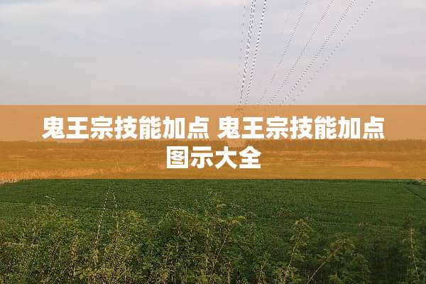 鬼王宗技能加点 鬼王宗技能加点图示大全