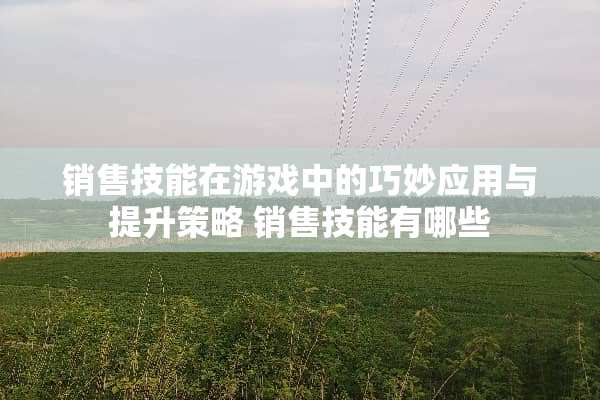 销售技能在游戏中的巧妙应用与提升策略 销售技能有哪些