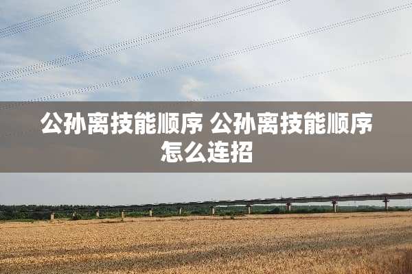 公孙离技能顺序 公孙离技能顺序怎么连招