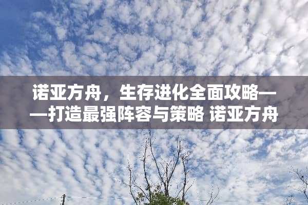 诺亚方舟，生存进化全面攻略——打造最强阵容与策略 诺亚方舟游戏攻略