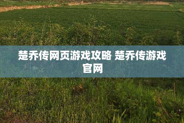 楚乔传网页游戏攻略 楚乔传游戏官网