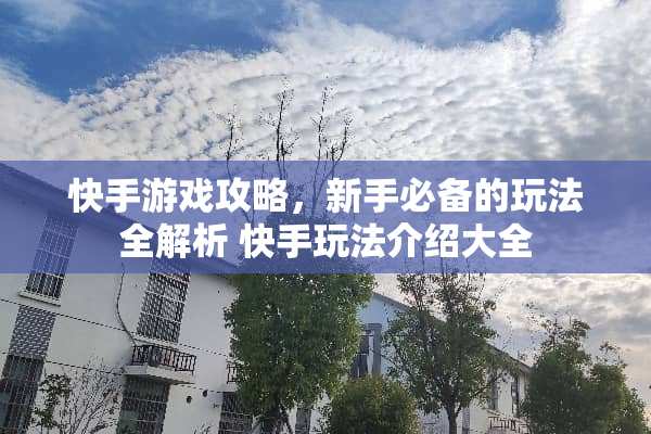 快手游戏攻略，新手必备的玩法全解析 快手玩法介绍大全