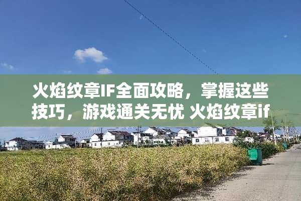火焰纹章IF全面攻略，掌握这些技巧，游戏通关无忧 火焰纹章if攻略
