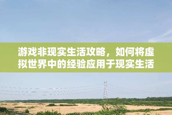游戏非现实生活攻略，如何将虚拟世界中的经验应用于现实生活中？ 游戏非现实生活攻略