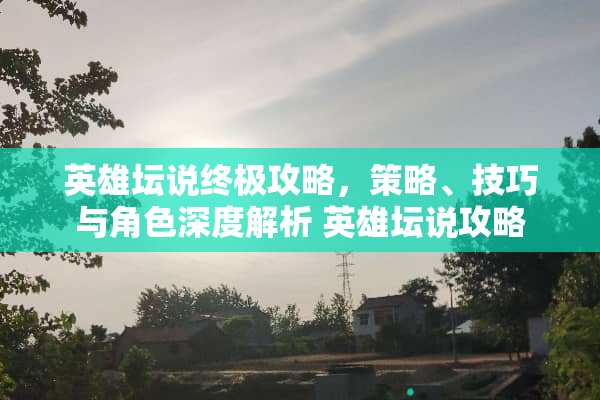 英雄坛说终极攻略，策略、技巧与角色深度解析 英雄坛说攻略